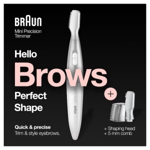 Trimmer de precizie pentru sprancene Braun FG1106, incarcare pe baterie, Alb/Argintiu, Resigilat, Grad A - Img 2