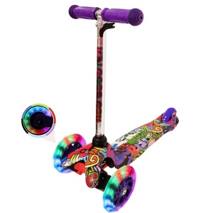 Trotineta cu 3 roti si luminite multicolore, Mov, PC 54-E - Img 2