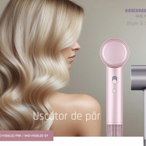 Uscator de par Heinner HHD-H16BLDC-PNK, Putere 1600W, 3 trepte putere, 4 setari temperatura, Tehnologie HeatBalance, Roz - Img 3