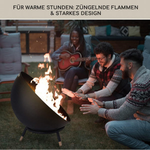 Vatra de foc Blumfeldt, otel/lemn, negru/natur, 70 x 36 cm