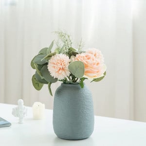 Vaza rotunda pentru flori Hewory, ceramica, gri, 14.5X10cm - Img 2