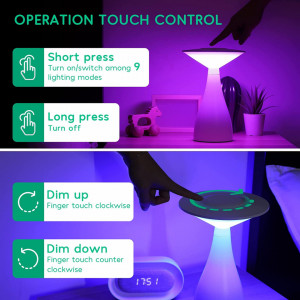 Veioza cu touch control compatibila cu Alexa Winees, LED, alb, iluminare multicolor, 30 x 16 cm - Img 8