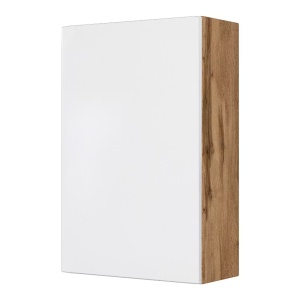 Verciano dulap suspendat baie, 40x64x20 cm, 1 usa, 2 rafturi, MDF alb mat, PAL stejar Wotan - Verificat A · Re-Bloom