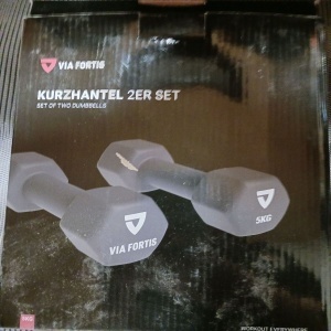 VIA FORTIS set 2 gantere fixe 2x5 kg, fonta cu invelis neopren, antiderapante, pentru toate nivelele, albastru - Verificat A · Re-Bloom - Img 4
