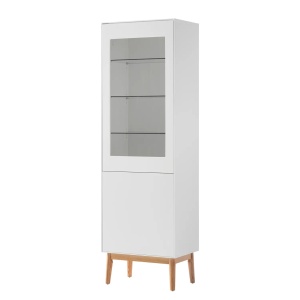 Vitrina LINDHOLM, MDF/ lemn stejar, Alb/Natur, 60 x 40 x 190 cm