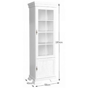 Vitrina living VMW1, 2 usi, 4 polite, Alb Antichizat, 58 x 40 x 193 cm - Img 2