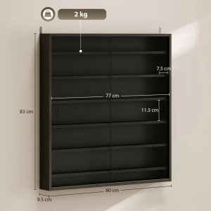 Vitrina pentru depozitarea jucariilor Re-Bloom, PAL/sticla, negru, 80 x 9,5 x 83 cm, Resigilat, Grad A - Img 3