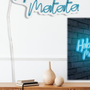 Wallity decor de perete neon LED, plastic/spuma PVC, 47x29x2 cm, 12V CC, adaptor inclus, cablu 375 cm, 19.656W, IP67, alb/albastru - Verificat A · Re-Bloom - Img 4