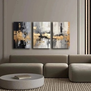 Wallity set 3 tablouri decorative canvas, 3x45x70 cm, dimensiune totala 145x70 cm, panza 100% 2.8mm, rama lemn pin 100%, multicolor - Verificat A · Re-Bloom - Img 3