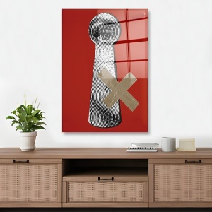 Wallity tablou decorativ pe sticla temperata, 40x60 cm, sticla 100% grosime 4mm, rosu/argintiu - Verificat A · Re-Bloom - Img 2