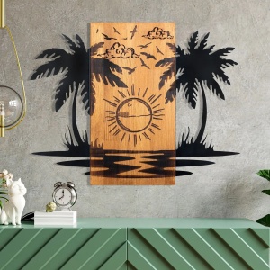 Wallxpert decor de perete metal/lemn, 74x57.5 cm, metal 1.2mm + cadru lemn 3cm, negru/nuc - Verificat A · Re-Bloom - Img 2