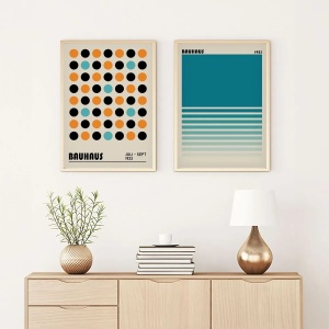 Wallxpert set 2 tablouri decorative cu rama, 2x50x70 cm, MDF 3mm, cadru lemn solid 2 cm, multicolor - Verificat A · Re-Bloom - Img 2