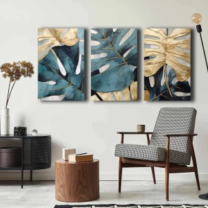 Wallxpert set 3 tablouri decorative canvas, 3x45x70 cm, dimensiune totala 145x70 cm, panza 100% 2.8mm, rama lemn pin 100%, multicolor - Verificat A · Re-Bloom - Img 4