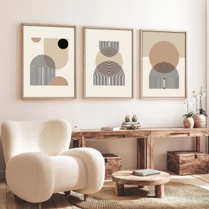 Wallxpert set 3 tablouri decorative cu rama, 3x50x35 cm, MDF 3mm, cadru lemn masiv 2 cm, multicolor - Verificat A · Re-Bloom - Img 2