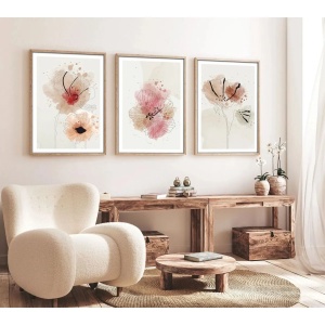 Wallxpert set 3 tablouri decorative cu rama, 3x50x70 cm, MDF 3mm, cadru lemn solid 2.5 cm, multicolor - Verificat A · Re-Bloom - Img 2