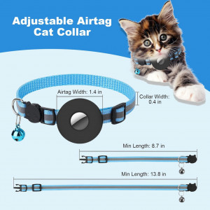 Zgarda pentru pisici cu suport pentru AirTag Dragontime, nailon/plastic, albastru/negru, 22-35 cm - Img 7