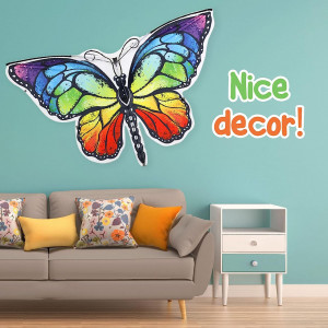 Zmeu in forma de fluture pentru copii ZaxiDeel, textil, multicolor, 80 x 116 cm