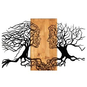 Accesoriu decorativ perete Tutku, lemn si metal, 92x58cm, Negru/Maro - Verificat A · Re-Bloom