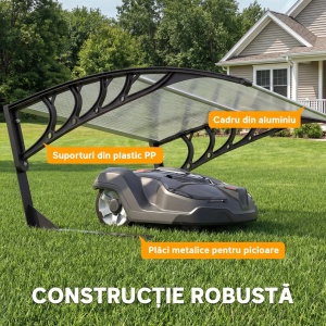 Acoperis exterior pentru masina de tuns iarba Re-Bloom, metal/PC/aluminiu/PP, 100x81x43 cm, impermeabil, protectie UV30+, alb/negru - Verificat A · Re-Bloom - Img 5