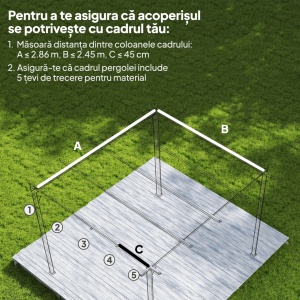 Acoperis retractabil pergola Re-Bloom, poliester, 286x245 cm, protectie UV30+, gri inchis - Verificat A · Re-Bloom - Img 6