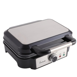 Aparat de facut gofre Fram FAG-M1000BKSS, Putere 1000W, Capacitate 2 gofre, Placi fixe cu invelis antiaderent, Temperatura ajustabila, Negru/Gri