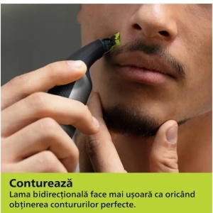 Aparat de ras (0,2mm) si tuns (0,4-10mm) PHILIPS OneBlade Pro QP6542/15, Fata&corp, pieptene cu 14 setari de lungime (0,4-10 mm), 2 accesorii pentru utilizare pe corp, 2 lame 360, 90 min (Li-ion), Resigilat, Grad A - Img 5