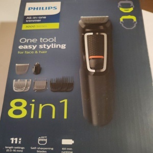Aparat de tuns barba si parul 8 in 1 PHILIPS MG3730/15, Lame cu ascutire automata, Acumulator, 2 piepteni pentru aspect nebarbierit, 1 pieptane ajustabil pentru barba, 3 piepteni pentru par, Negru, Resigilat, Grad A - Img 2