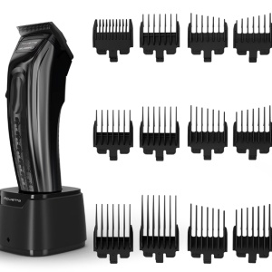 Aparat de tuns Rowenta x Karl Lagerfeld Barber Experience TN155LE0, 6500 rpm, autonomie 150 min, 6 piepteni ficsi 3-6 -9-12-18-25 mm, 6 piepteni fade stanga - dreapta, setare precizie 0.3mm, lame inox, indicator LED, baza de incarcare, Resigilat, Grad A - Img 3