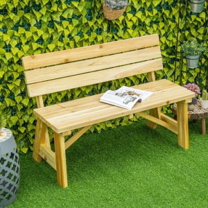 Banca de exterior pentru 2 persoane, lemn de pin, 116x56x80 cm, sezut 116x37cm/inaltime 45cm, capacitate 220kg, lemn natur - Verificat A · Re-Bloom - Img 2
