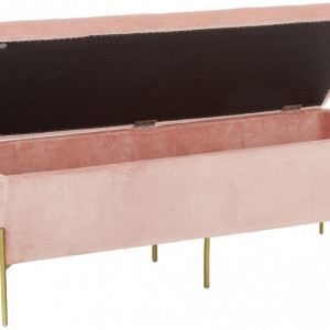 Banca tapitata Harper, roz/auriu, 140 x 45 x 40 cm - Img 6