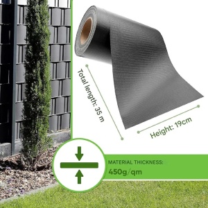 Banda de gard, Protectie vant, DAWIDU, PVC, 35 x 0.19 m, 35 m, Gri, 26 cleme montare, Resigilat, Grad A - Img 4