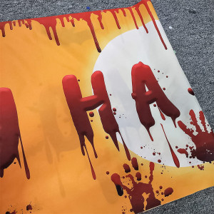 Banner pentru halloween YXHZVON, poliester, portocaliu/negru, 250 x 48 cm - Img 5