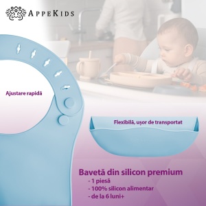 Baveta din silicon, AppeKids - Aqua Blue - Img 2