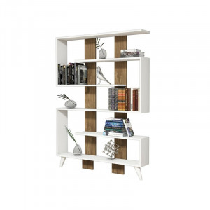 Biblioteca Fabrizio, alb/natur, 164 x 120 x 22 cm - Img 3