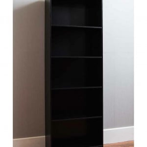 Biblioteca Ronald din lemn, negru, 175 x 60 cm - Img 3