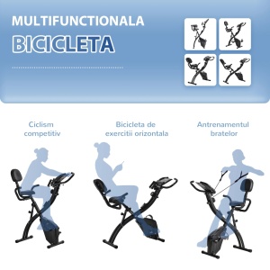 Bicicleta fitness pliabila Re-Bloom, 8 nivele de rezistenta, otel/ABS, negru, 105 x 48 x 118 cm, Resigilat, Grad A - Img 2