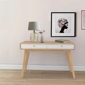 Birou Justine cu 2 sertare, MDF, stejar/ alb, 120 x 50 x 78,5 cm
