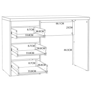 Birou Norai, PAL, alb mat, 108 x 73 x 50 cm