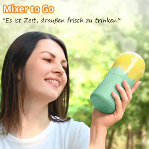 Blender portabil pentru suc proaspat Feekaa, plastic/otel inoxidabil, verde, 30 W, 300 ml - Img 7