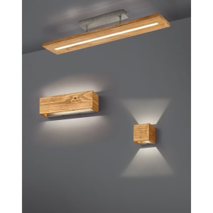 Brad II aplica perete LED 37x11x11 cm, 1800lm 3000K 30000h, cadru aluminiu mat, lemn uleiat, dimabila, argintiu/maro - Verificat A · Re-Bloom - Img 2