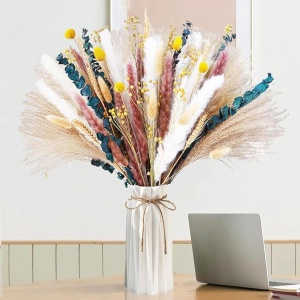 Buchet de pampas uscat Apomkjoe, multicolor, 43 cm, 100 fire