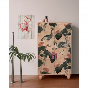 Bufet Flowers and Cranes, lemn masiv, 145 x 75 x 35 cm - Img 3