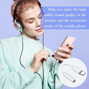 Cablu adaptor audio  tip C Kiuiom, ABS, alb, 11,7 cm