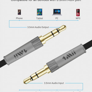 Cablu audio Cavo, 3,5 mm, negru/gri, 1 m