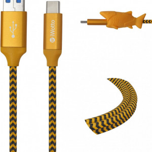 Cablu cu incarcare rapida USB tip C iWotto, portocaliu, nailon, 1 m - Img 1