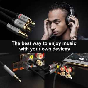 Cablu de audio auxiliar 3,5 mm pentru laptop/tableta 1mii, negru/gri, 1 m - Img 3