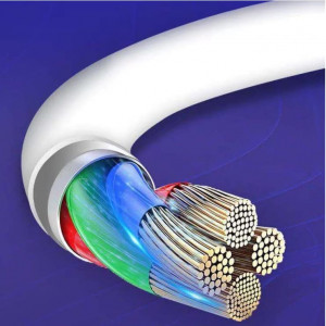 Cablu de incarcare rapida pentru iPhone SUJHAL, plastic/cupru, alb, 1,5 m 
