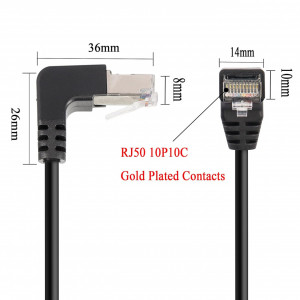 Cablu ethernet cu unghi de 90° RJ50 10P10C Qianrenon, metal/plastic, negru, 30 cm