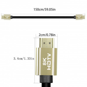 Cablu HDMI 2.1 Qianrenon, PVC/metal, negru/auriu, 150 cm, 8K
