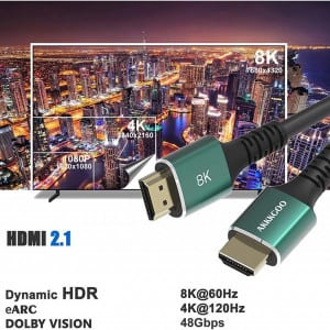 Cablu HDMI 2,2 AKKKGOO, 8K, negru/verde, 1 m 